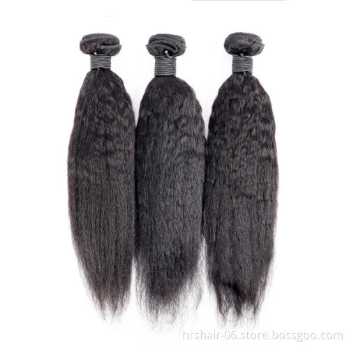 Wholesale quality  frontal  yaki  hair weave bundles 24 inch  human hair  kinky straight bundles